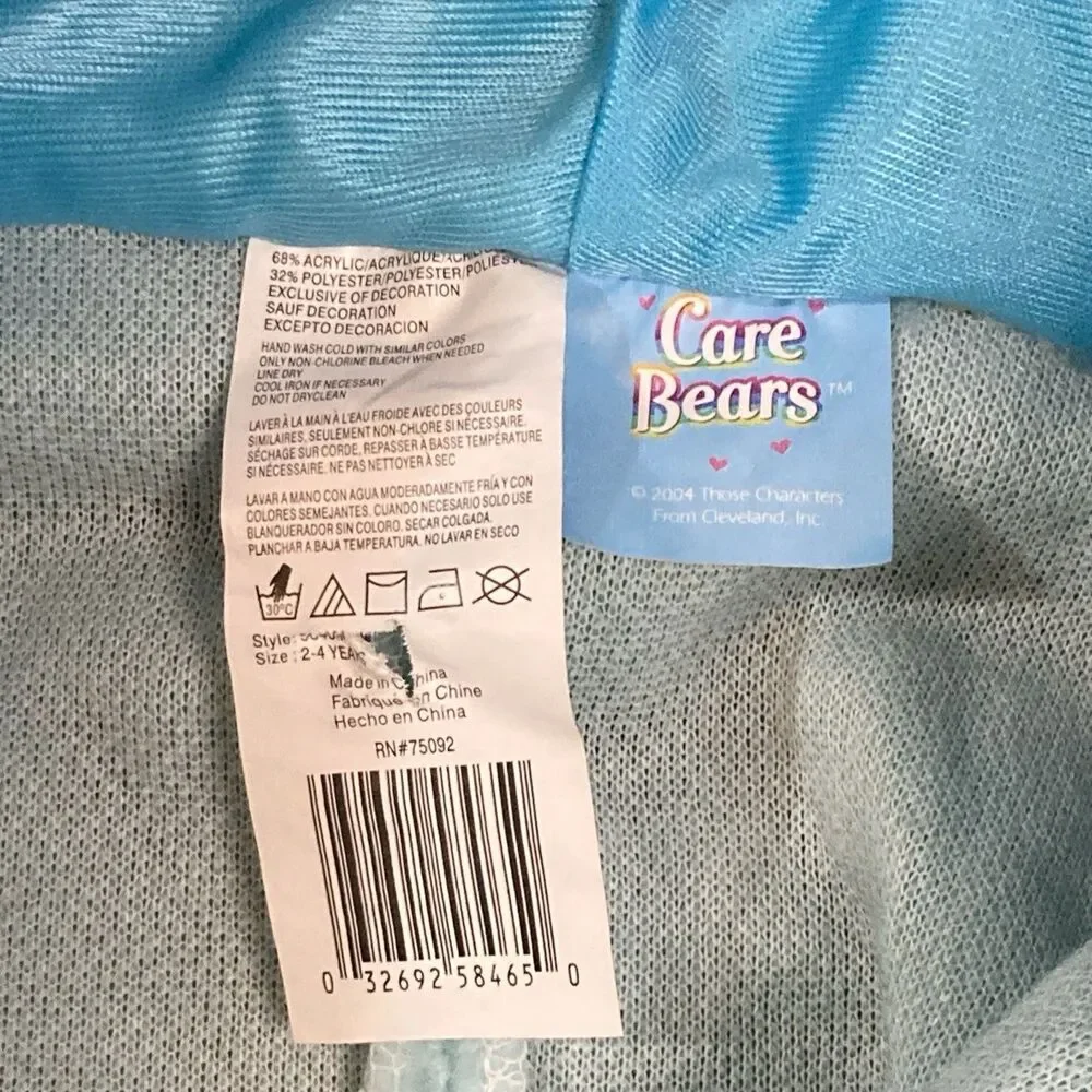 VTG Care Bears Moon Bedtime Bear Blue One Piece Costume Toddler Size 2T-4T